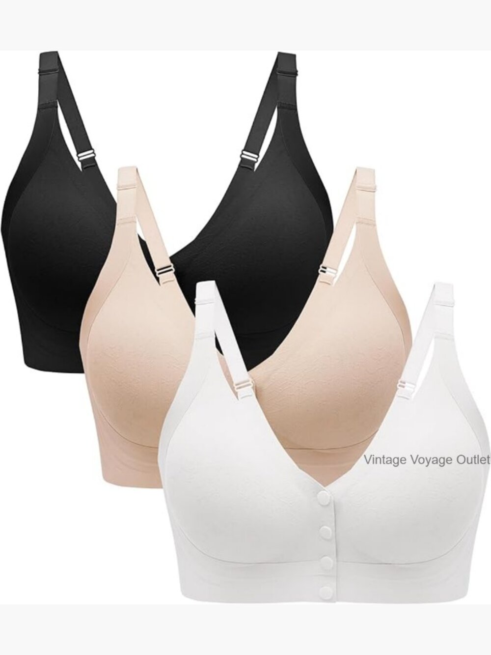 Seamless Front Closure Bras Pack Of 3 Wireless Support Bra Mastectomy Bralette
